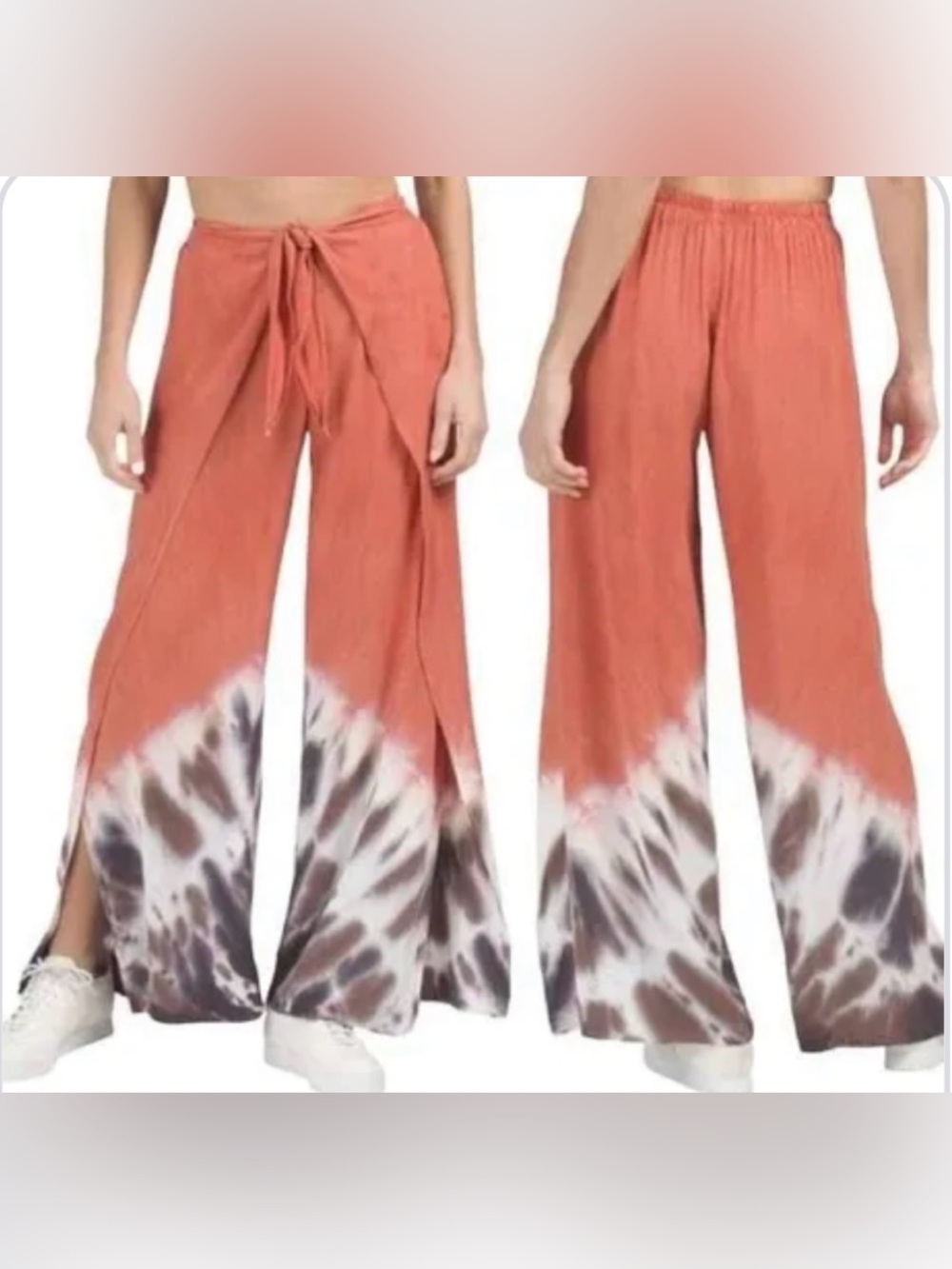 Young Fabulous and Broke Abigail Tie-Dye Wide Leg Wrap Pants - Rust